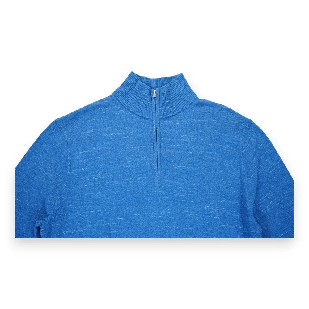 NWT J.Crew Ragland Half-Zip Sweater Men XL Blue Cotton Mock Neck Casual‎